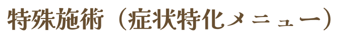 特殊施術（症状特化メニュー）